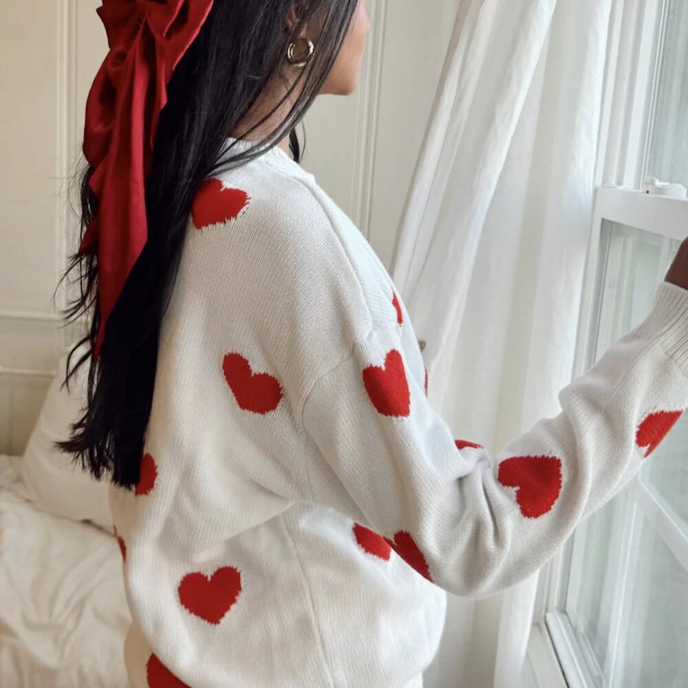 Show Me Your Mumu Sweater with hearts size L - Picture 3 of 4